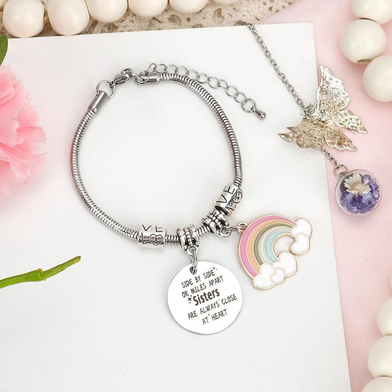 EGHTvmok Sister Birthday Gifts Christmas Mothers Day Sisters Graduation Valentines Bracelet Sunflower,Butterfly,Elephant - Image 4